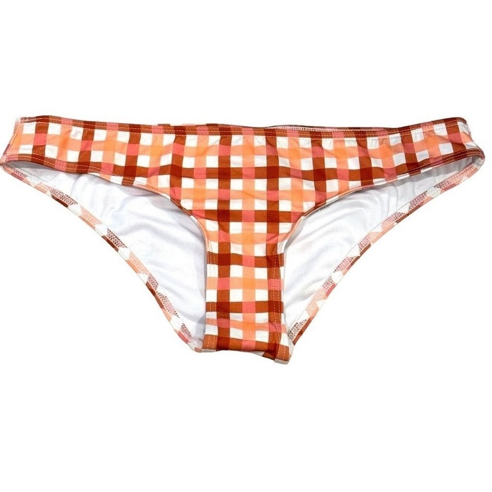 EPHEMERA Classic Pant Swimsuit Bottoms‎ Terracotta Peach Gingham Check Size 40